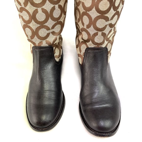 Coach Chrissi Monogram beige brown riding boots - Picture 6 of 9
